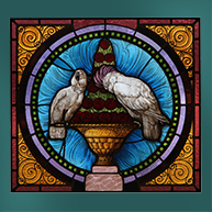 Glasmalerei nach Kupferstich von Dürer